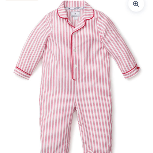 Baby's Twill Romper in Antique Red Ticking