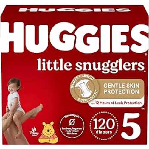 Huggies Size 5 Diapers, Little Snugglers Baby Diapers, Size 5 (27+ lbs), 120 Ct (2 packs of 60)