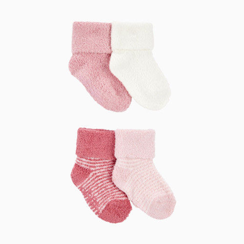 Carter's Chenille Booties (4 Pack) - Pink, 0-3 M
