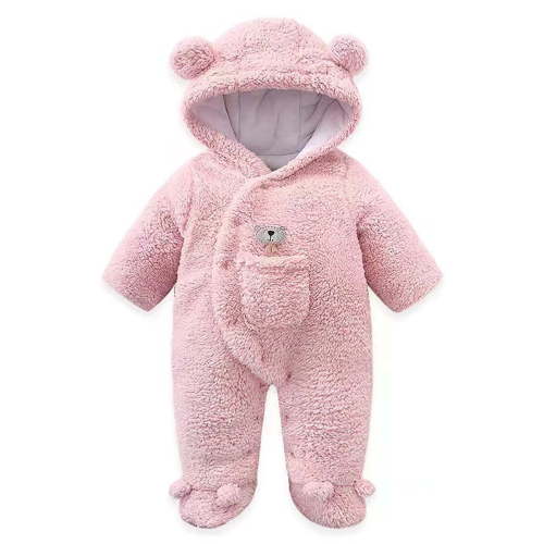 Rciityk Baby Girls Boys Fleece Pajamas Romper Fall Winter Clothes Unisex Baby Bear Ear Hooded Bodysuit Long Sleeve Button Up Sleep and Play Pjs - Fall/Winter Savings Clearance