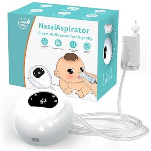 Nasal Aspirator for Baby, Electric Nose Aspirator for Toddler, Automatic Baby Nose Sucker, Anti-Backflow Design, 3 Adjustable Suction Level, Cordless & Rechargeable