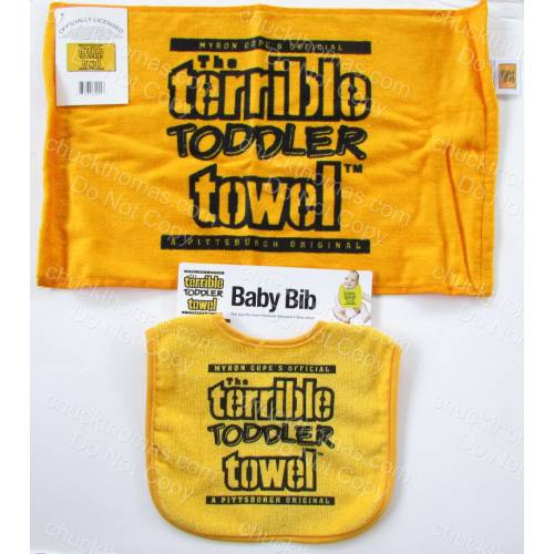 Pittsburgh Steelers Toddler Terrible Towel AND A Pittsburgh Steelers Toddler Terrible Towel Bib BOTH NEW