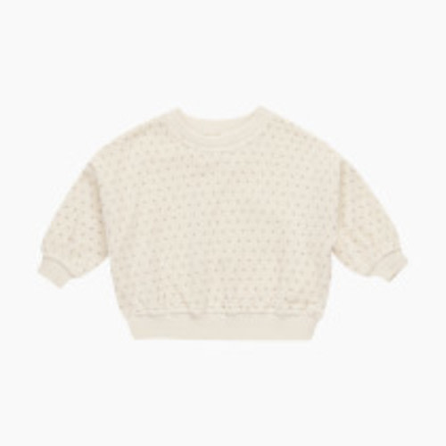 Quincy Mae Velour Relaxed Sweatshirt - Natural, 0-3 M