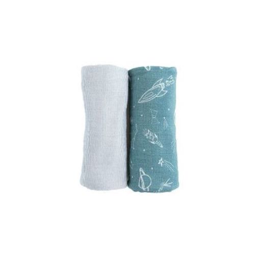 Red Rover Organic Cotton Muslin Swaddle Blanket - Star Gaze - 2pk