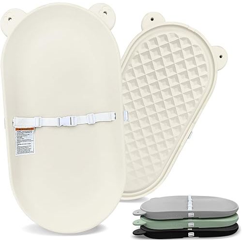 Baby Changing Pad, EVA Waterproof Non-Slip Changing Table Pad with Adjustable Strap for Dresser Changing Table Nursery, Portable Diaper Changing Pad, Oat