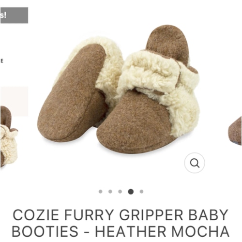 Cozie Furry Gripper Baby Booties - Heather Mocha – Zutano