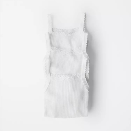 THREE-PACK OF RIBBED STRAP BODYSUITS - Oyster-white | ZARA United States