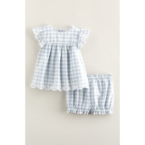Scalloped Gingham Check Cotton Top & Bloomers, 6M