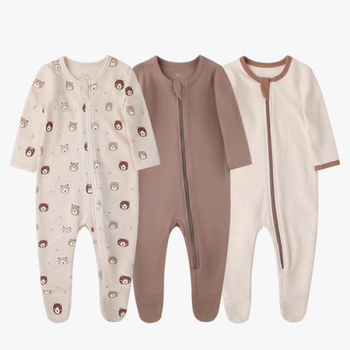 O2 BABY Baby Boys Girls Organic Cotton Zip-Front Sleeper Pajamas, Footed Sleep 'n Play
