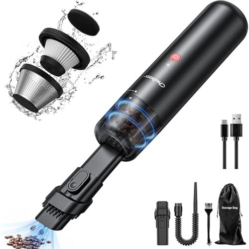 Chuboor Mini Vacuum, Powerful Car Vacuum Cordless Rechargeable, Hand Held Vacuum for Dust, Sand, Crumbs, Ultra-Light Portable Vacuum for Home, Car, Small Dust Buster(P10-Black)