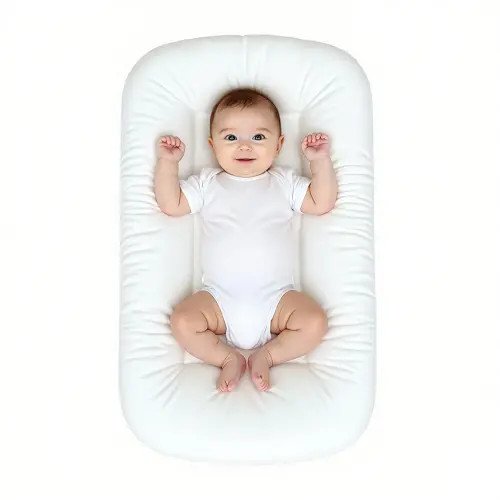 Baby Lounger for Infants Babies 0-24 Months, Bionic Organic Lounger, Soft Cotton Breathable Infant Floor Seats & Loungers for Newborn Baby Shower Gifts (White)