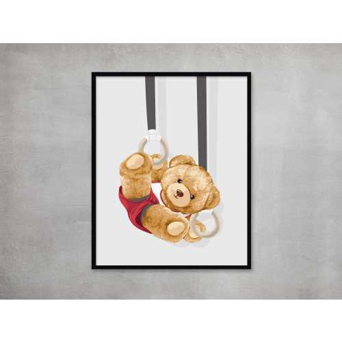Gymnastics Bear Art Print: Sport Themed Nursery Decor