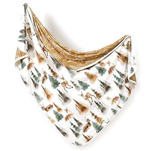 GRSSDER Baby Blankets Super Soft Stretchy Jersey Knit Swaddle Blanket for Baby Girls and Boys, Double Layer Receiving Blankets 34 x 44 Extra Large for Swaddling, Deer Pattern