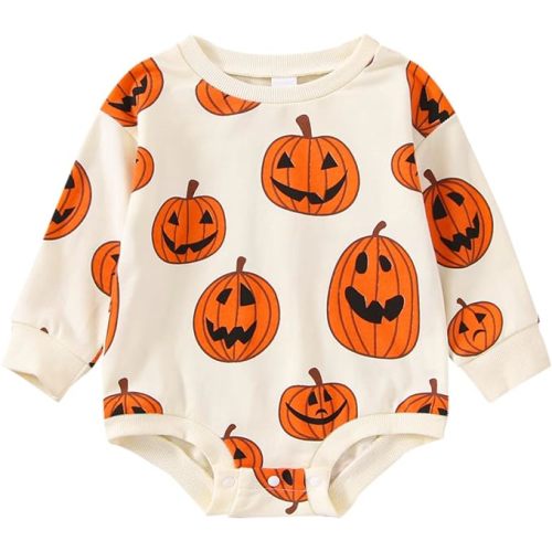 Baby Halloween Outfit Boy Girl Pumpkin Patch Sweatshirt Romper Sweater Shirt Cute Newborn Toddler Clothes