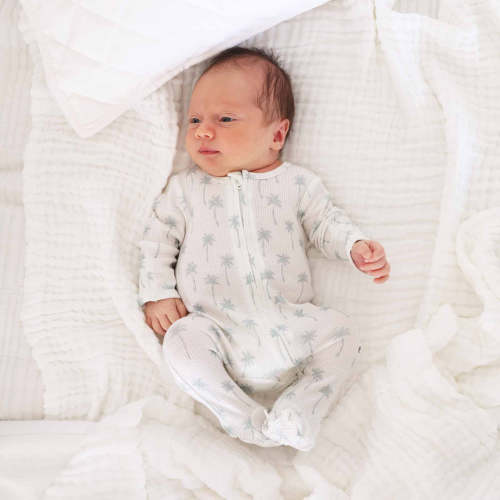 Caden Lane Waffle Zipper Footie, Color: Preppy Palms Bamboo, Size: Newborn (6-12lbs) CODE: ALLNEW for 15% off