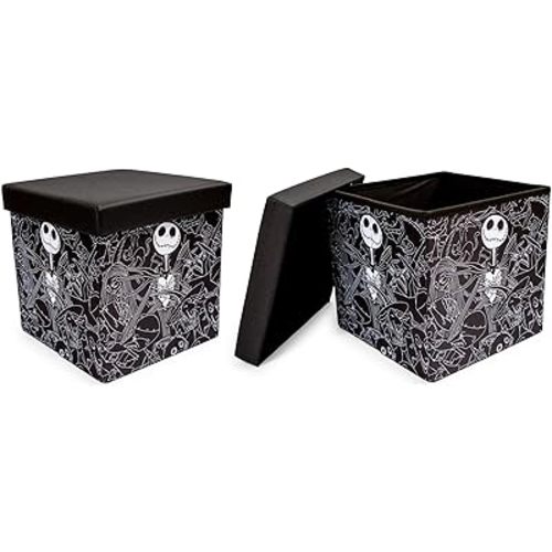 Disney The Nightmare Before Christmas Jack Skellington 15-Inch Storage Bin Cube Organizers, Set of 2 | Fabric Basket Container, Cubby Closet Organizer, Home Decor for Playroom | Gifts And Collectibles