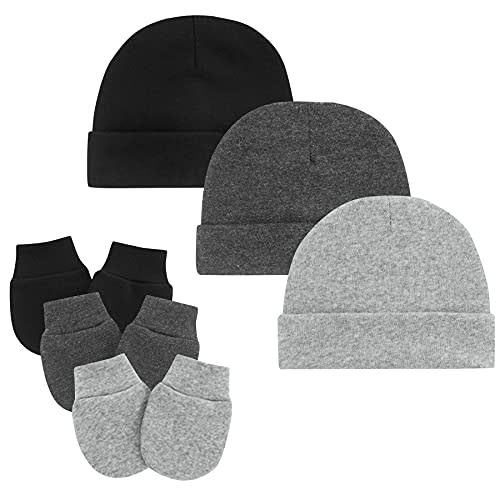 Zando Baby Hats and Mittens Unisex Infant Beanie Caps Newborn Hospital Hat with Scratch Mitten Set for Baby Boys Grils Hats