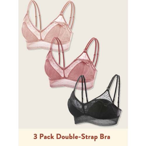 3 Pack Double-Straps Bra