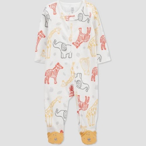 Carter's Just One You® Baby Boys' Safari Interlock Footed Pajama - White, Size: Newborn