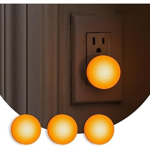 Loftie Night Lights Plug into Wall - 0.5W Plug in Night Light - Warm Amber Glow, Light Sensing Dusk to Dawn - 2000K, UL Certified - Nightlight for Bathroom, Hallway, Bedroom, Kitchen - 3-Pack