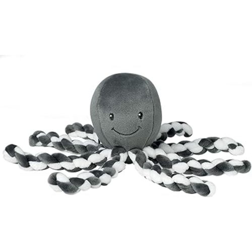 Nattou Cuddly Octopus Toy, for Newborns and Premature Babies, 23 cm, White/Grey