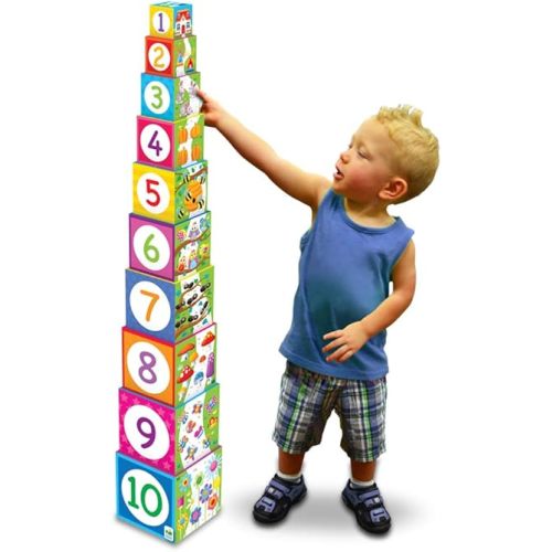 Learning Journey International LLC Play & Learn - Stacking Cubes - STEM Toddler Toys & Gifts for Boys & Girls Ages 12 Months and Up - Mind Building Developmental Learning Toy, Multi (100257)