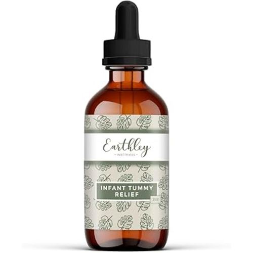 Earthley Wellness Infant Tummy Relief, Natural Herbal Tincture for Gas, Bloating, and Hiccups in Babies & Kids, Gentle Stomach Support with Fennel, Ginger, & Catnip, Alcohol-Free (2 oz)