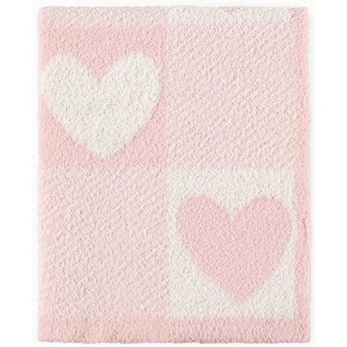 CREVENT 30"X40" Cozy Soft Warm Knitted Baby Blanket for Girls Boys, Newborn Essentials for Infant, Baby Shower Receiving Gift - Love Heart 75X100cm