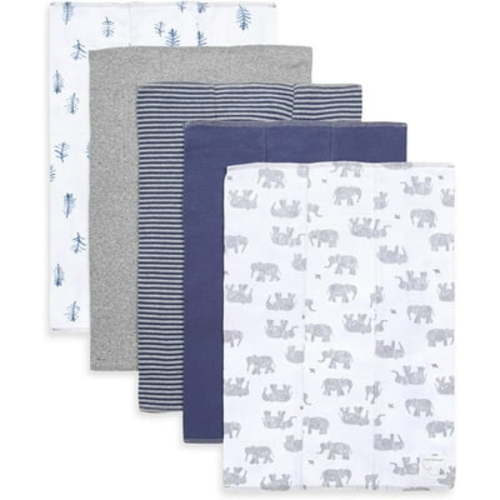 Set of 5 Wandering Elephants Burp Cloths - Heather Grey - One Size