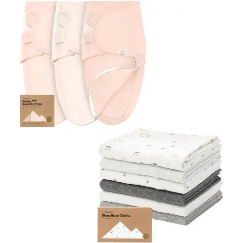 KeaBabies 3-Pack Baby Swaddle Sleep Sacks with Zipper and 6-Pack Baby Burp Cloths for Baby Boys and Girls - Newborn Swaddle Sack 0-3 Months, Wearable Blanket Baby - Large Baby Burp Cloths for baby