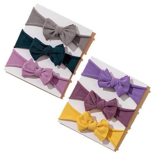 Baby Girl Hairband, 6pcs Nylon Headbands, Stretchy Knot Hair Bows, Double Layer Super Soft Elastic Baby Bow Hair Accessories for Newborn Infant Toddlers Kids