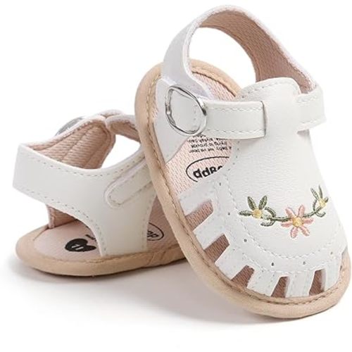 GDSDYM Infant Baby Girls Summer Sandals with Flower Bowknot Soft Sole Newborn First Walker Crib Dress Shoes