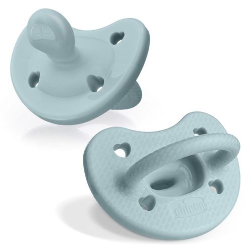 Chicco PhysioForma® Luxe Silicone One Piece Pacifier for Babies Aged 6-16m | Fashion Textured Shield | BPA & Latex Free | Reusable Sterilizing Case | Coastal Blue, 2pk