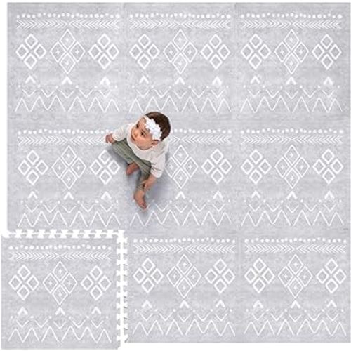 Lillefolk Baby Foam Play Mat - Baby Play Mat Floor Tiles for Kids Puzzle Piece Floor Mat - Foam Baby Mat for Floor Play Mats - Babies & Toddlers Non Toxic Play Mat for Baby Tummy Time Mat 6x6ft Grey