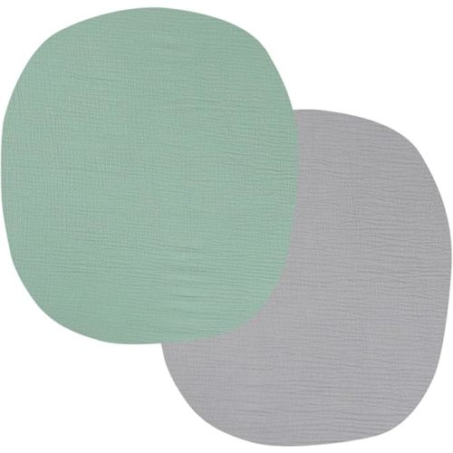 Muslin Bassinet Sheets Compatible with Graco Pack ‘n-Play Dome LX Bassinet, Small Round Bassinet - Grey and Green