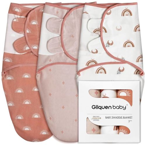 3-Pack Organic Baby Swaddle Sleep Sacks for Newborn - Baby Swaddles 0-3 Months, Baby Swaddle Sack, Rainbow & Sun, Baby Swaddle Blanket Wrap (Small/Medium)