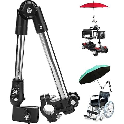 Umbrella Mount Stand, Bicycle Umbrella Mount Holder,Wheelchair Stroller Bicycle Umbrella Attachment Handle Bar Holder Clamp Supporter Connector for Handlebars with Diameter of 20-25mm