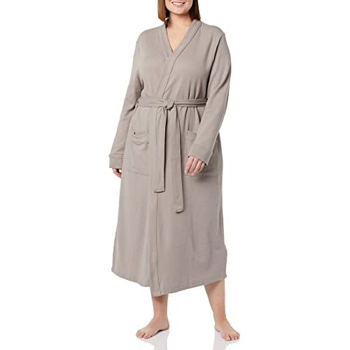 Amazon Essentials Women's Lightweight Waffle Full-Length Bath Robe with Pockets (Available in Plus Size)