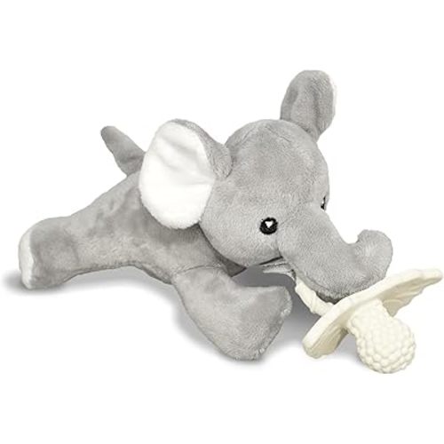RaZbaby RaZbuddy RaZberry Teether/Pacifier Holder w/Removable Baby Teether Toy - 0M+ - Bpa Free (Elephant)