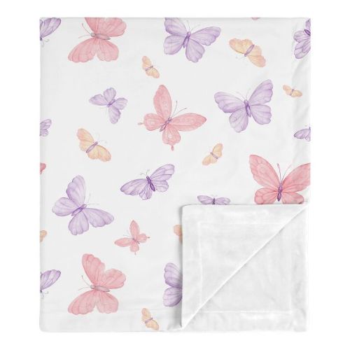 Sweet Jojo Designs Girl Baby Receiving Security Blanket Butterfly Blush Pink and Purple