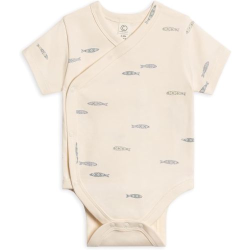 0-3M Organic Cotton Bodysuit - Short Sleeve Infant Kimono One Piece