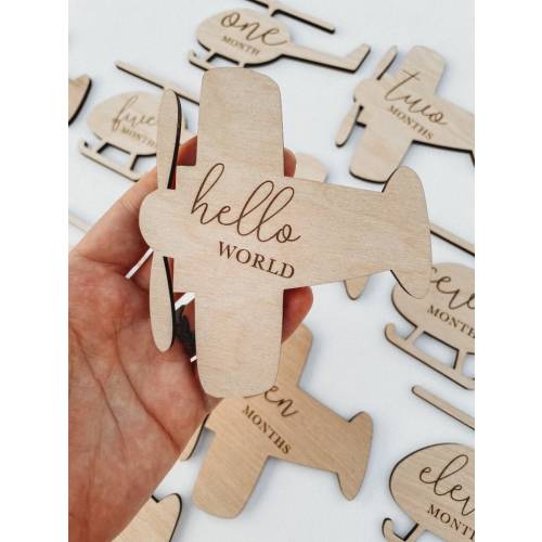 Wooden Monthly Milestone Planes For Baby Photos | Monthly Milestone Marker | Baby Gift | Milestone Cards