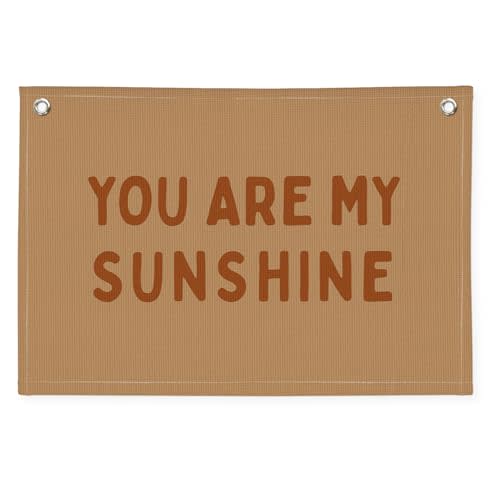 PLKMN You Are My Sunshine Canvas Banner, Kids Room Decor, Trendy Autumn Fall Canvas Banner Wall Hanging Banner Flag Decor for Home Classroom, 26x19 Inch, Beige