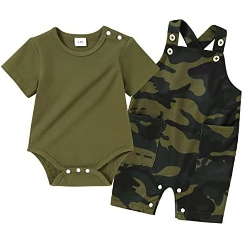 YALLET Baby Boy Clothes Infant Boy Summer Outfits 3 6 12 18 Months Romper+Bib Suspender Shorts Bodysuit Overalls Set