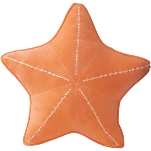 Starfish Shell Pillow Plush car Cushion Bedside Sofa Home furnishings Dormitory Office mat (19.6in, Star Orange)