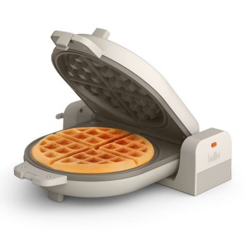 bella Flip and Store Waffle Maker Oatmilk: Aluminum Cooking Surface, 1100W, Beige, Compact Design, 2-Year Warranty