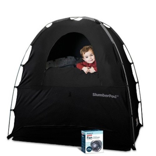 SlumberPod Combo with Fan Blackout Portable Privacy Pod, Color: Black