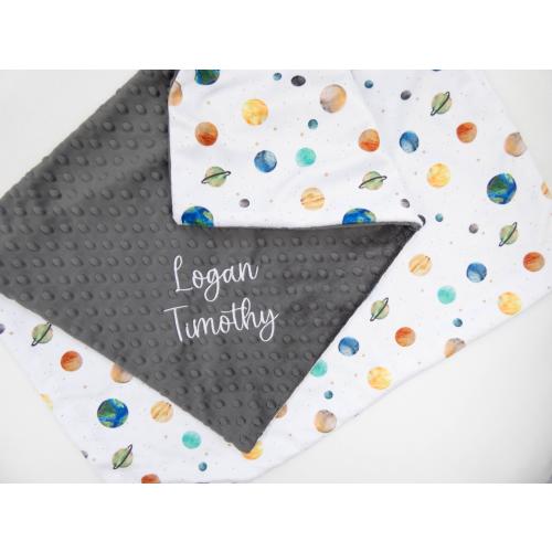 Planets Solar System Personalized Baby Blanket, Baby Shower Gift, Blue Nursery, Baby Boy Blanket, Baby Shower Gift, Outer Space