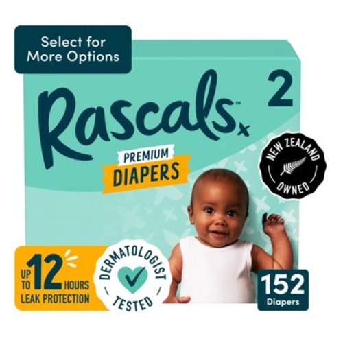 Rascals Premium Absorbent Baby Diapers, Size 2, Carton, 152 Count, Unisex Baby Diaper - Walmart.ca