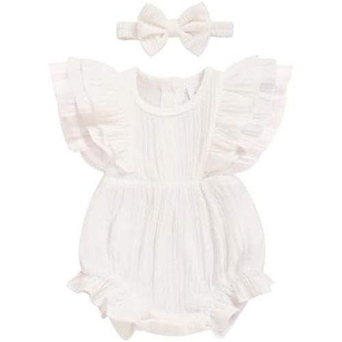 Ruffle Bubble Romper for Baby Girl | One-Piece Shorts Jumpsuit | Summer Outfit & Dress for Infants 0-18M